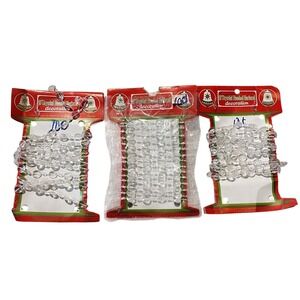 Vtg Strand Crystal Christmas‎ Beaded Bead Chain Garland 27 Feet Set of 3 NEW